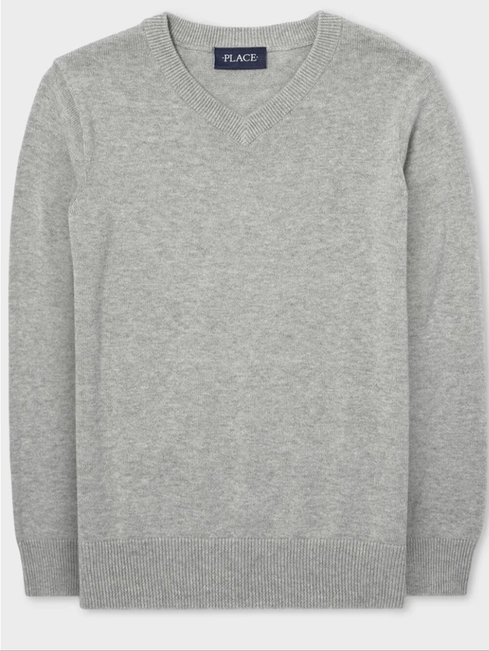 The Children's Place Light Gray V-Neck Sweater 100% Cotton Boys XL NWT